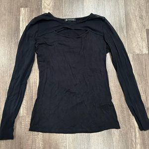 Mesh Sleeve Overlay Cutout Top